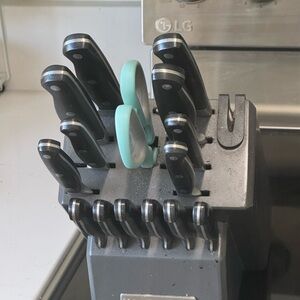 KitchenAid Black Knife Set with Mint Scissors